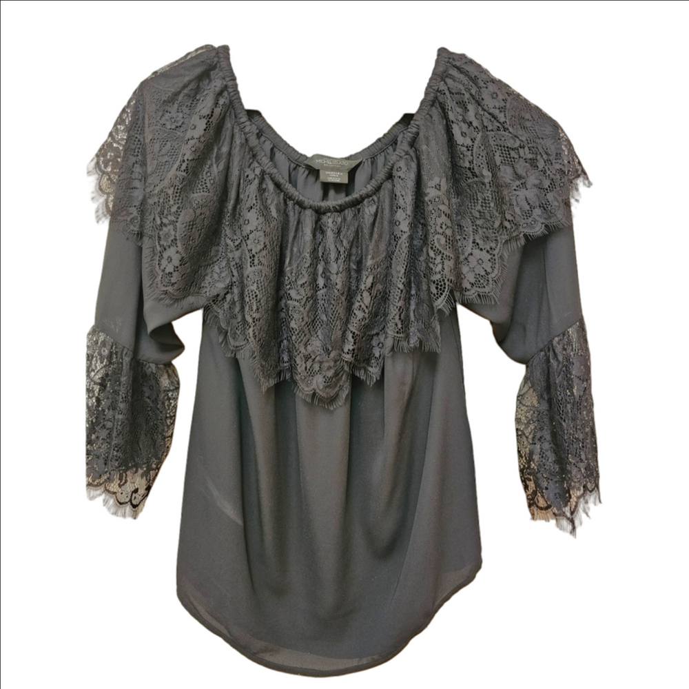 y2k Steam Punk Gothic Goth Black Lace blouse